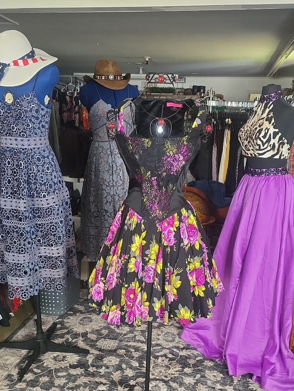 Betsey Johnson Black and Purple Floral Mini Dress with Tulle Sz 4